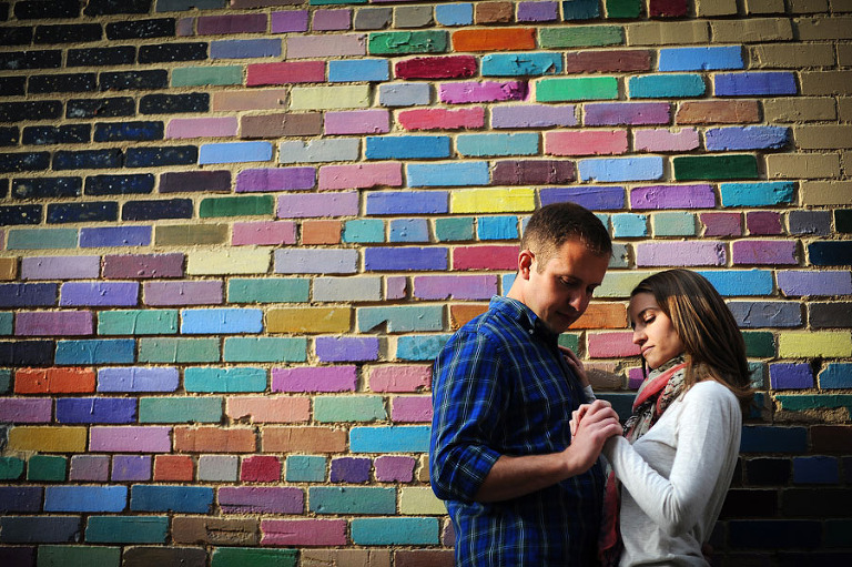 Colorful Pearl Street Boulder Colorado engagement photography.