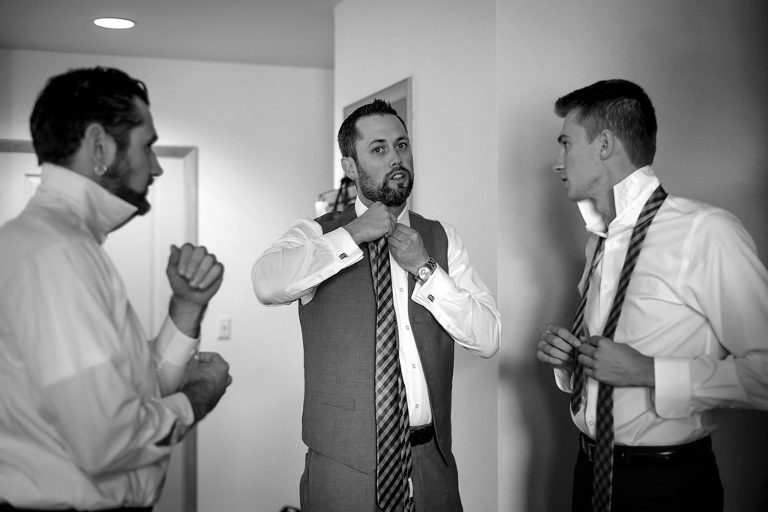Groom getting ready for a summer wedding in Winter Park, Colorado. - True North Photography Kira Vos (Horvath)